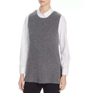 Tory Burch Merino Wool Cashmere Sleeveless Sweater Night Fall Melange Sz Small